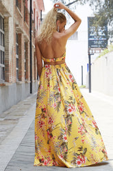 Halter Neck Split Dress OutfitFlow